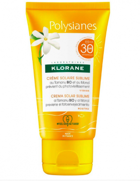 KLORANE - POLYSIANES - crème solaire sublime visage au Monoï et Tamanu bio SPF30 50ml