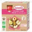 BABYBIO Fruits - Gourdes pomme, poire, pêche dès 6 mois 4x90g