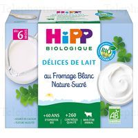 HIPP FROMAGE BLANC NATURE SUCRE 6M 4X100GR