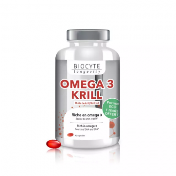 BIOCYTE - Omega 3 Krill - Huile de krill riche en omega 3 500mg 90 capsules