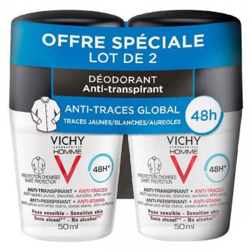 VICHY HOMME - Deodorant bille anti-traces 48h 2X50ml