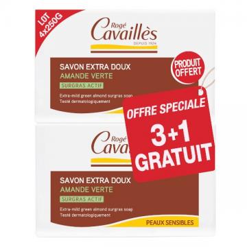 CAVAILLES - Savon extra-doux amande verte 250gr lot de 3 +1 offert