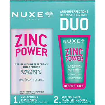 NUXE - Zinc Power - S&eacute;rum Anti-Imperfections Anti-Boutons 30 ml + Fluide Matifiant R&eacute;ducteur de Pores 15 ml Offert