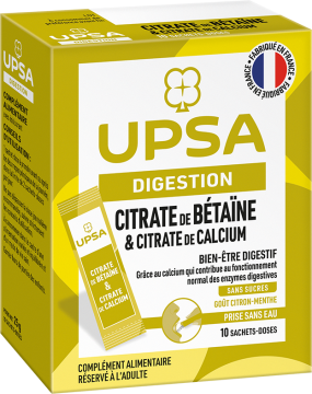 UPSA - DIGESTION - Citrate de Bétaïne et Citrate de Calcium 10 Sachets Doses