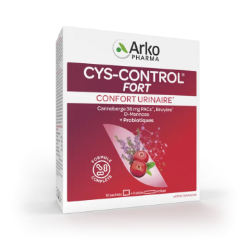 ARKO PHARMA - Cys-Control Fort - Confort Urinaire 10 sachets + 5 sticks à diluer