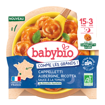 BABYBIO - Cappelletti Aubergine Ricotta Sauce &agrave; la tomate 190g