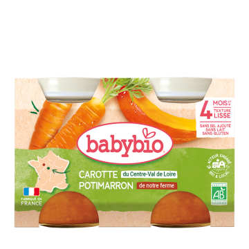 BABYBIO - Petits Pots Carotte du Centre -Val de Loire Potimarron de notre Ferme 2 petits pots x 130g
