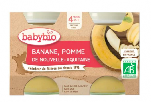 BABYBIO - Compotes bebe  pomme banane 2x130g