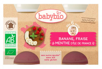 BABYBIO - Compote banane, fraise, menthe 2X130gr