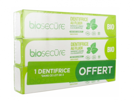 BIOSECURE - Dentifrice au fluor bio lot de 3x75ml