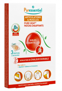 PURESSENTIELS - Articulations patchs chauffants aux 14 huiles éssentielles 3 Patchs