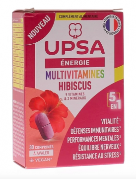 UPSA - Multivitamines Hibiscus 5en1, 30 comprimés à avaler