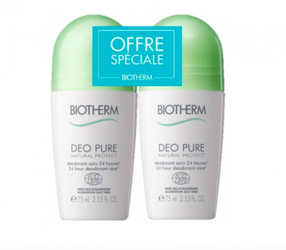 BIOTHERM - Déo pure natural protect 24H roll-on bio 2x75 ml