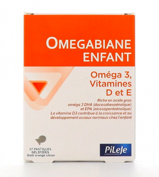 PILEJE -  Omegabiane Omega3, Vitamine D et E 27 pastilles gelifiees