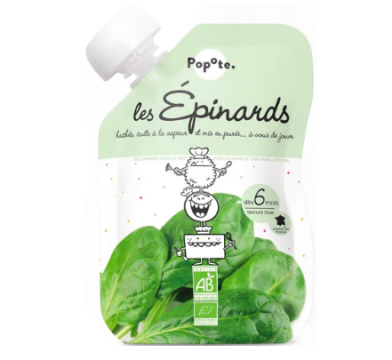 POPOTE - Gourde compote epinards bio 120g