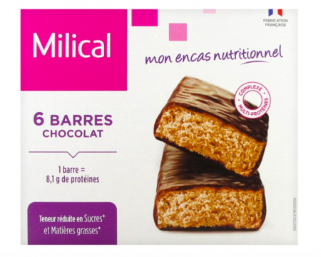MILICAL - 6 barres minceur hyperprotéinées - Saveur : chocolat