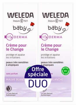 WELEDA - Bébé derma crème pour le change à la mauve blanche lot de 2x50ml