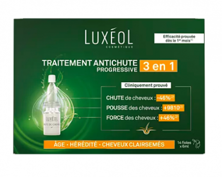 LUXEOL - Traitement antichute progressive 3 en 1- 14 x 6ml