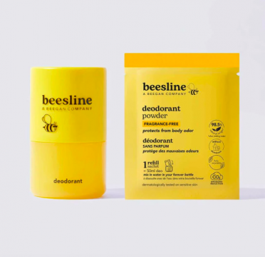BEESLINE - D&eacute;odorant en poudre rechargeable anti-odeurs 48h &ndash; Sans parfum &ndash; Kit de d&eacute;marrage