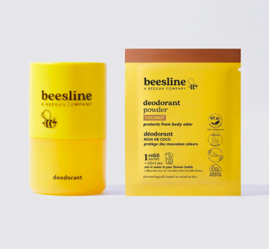 BEESLINE - D&eacute;odorant en poudre rechargeable anti-odeurs 48h &ndash; Noix de coco &ndash; Kit de d&eacute;marrage