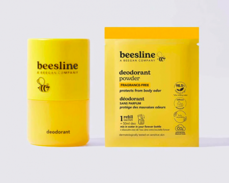 BEESLINE - D&eacute;odorant en poudre rechargeable anti-odeurs 48h &ndash; Sans parfum &ndash; Kit de d&eacute;marrage