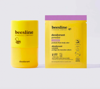 BEESLINE - D&eacute;odorant en poudre rechargeable anti-odeurs 48h &ndash; Lavande &ndash; Kit de d&eacute;marrage