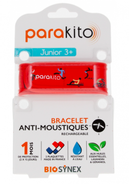 PARAKITO - Bracelet anti-moustiques rechargeable junior - Mod&egrave;le : sport