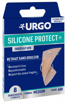 URGO - Silicone Protect 8 pansements m&eacute;dium 2 formats