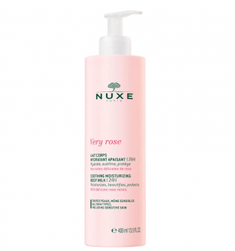 NUXE- Very Rose - Lait Corps Hydratant Apaisant 24h - Tous Types de Peaux, 400ml