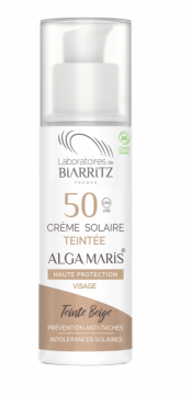 LDB ALGAMARIS - Alga Maris Crème Solaire Teintée Visage SPF50 Bio 50 ml - Teinte : Beige
