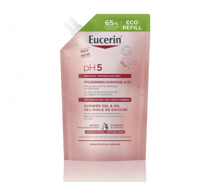 EUCERIN - PH5 - Recharge Gel-Huile de Douche - Visage et Corps - Peaux S&egrave;ches et Sensibles, 400ml
