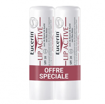 EUCERIN - LIP ACTIVE - Duo Soin Actif L&egrave;vres SPF20 - L&egrave;vres S&egrave;ches, 2x4.8g