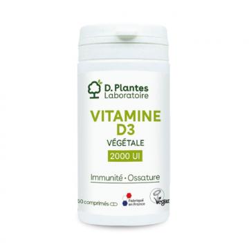 D PLANTES - Vitamine D3 végétale 2000 UI immunité ossature 60 comprimés