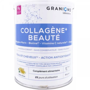 GRANIONS - Collagène+ Beauté - Collagène Marin Biotine Vitamine C Onagre goût citron 250g