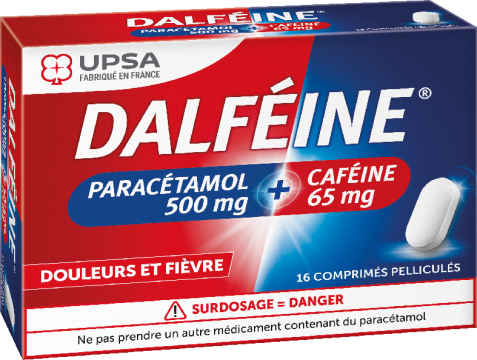 DALFEINE UPSA - PARACETAMOL 500mg CAFEINE 65mg - Douleurs et fièvres 16 comprimés pelliculés