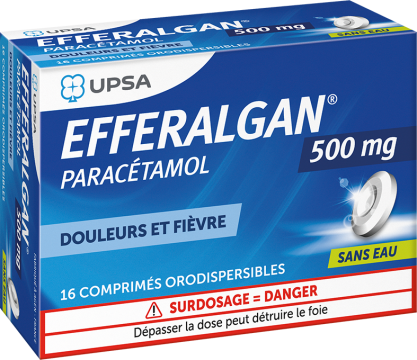 EFFERALGAN PARACETAMOL 500mg UPSA - Douleurs et fièvres 16 comprimés orodispersibles