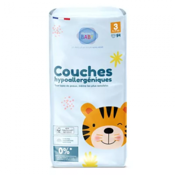 PharmaBABY - Couches hypoallergéniques taille 3 - 4-9kg toute peau 54 couches