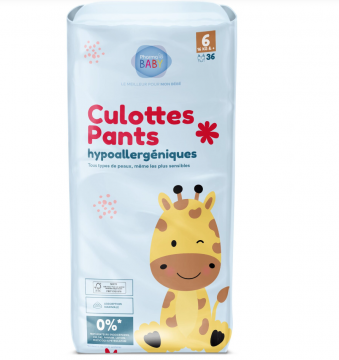 PharmaBABY - Culottes Pants hypoallergéniques taille 6 - 16kg & + toute peau 36 couches