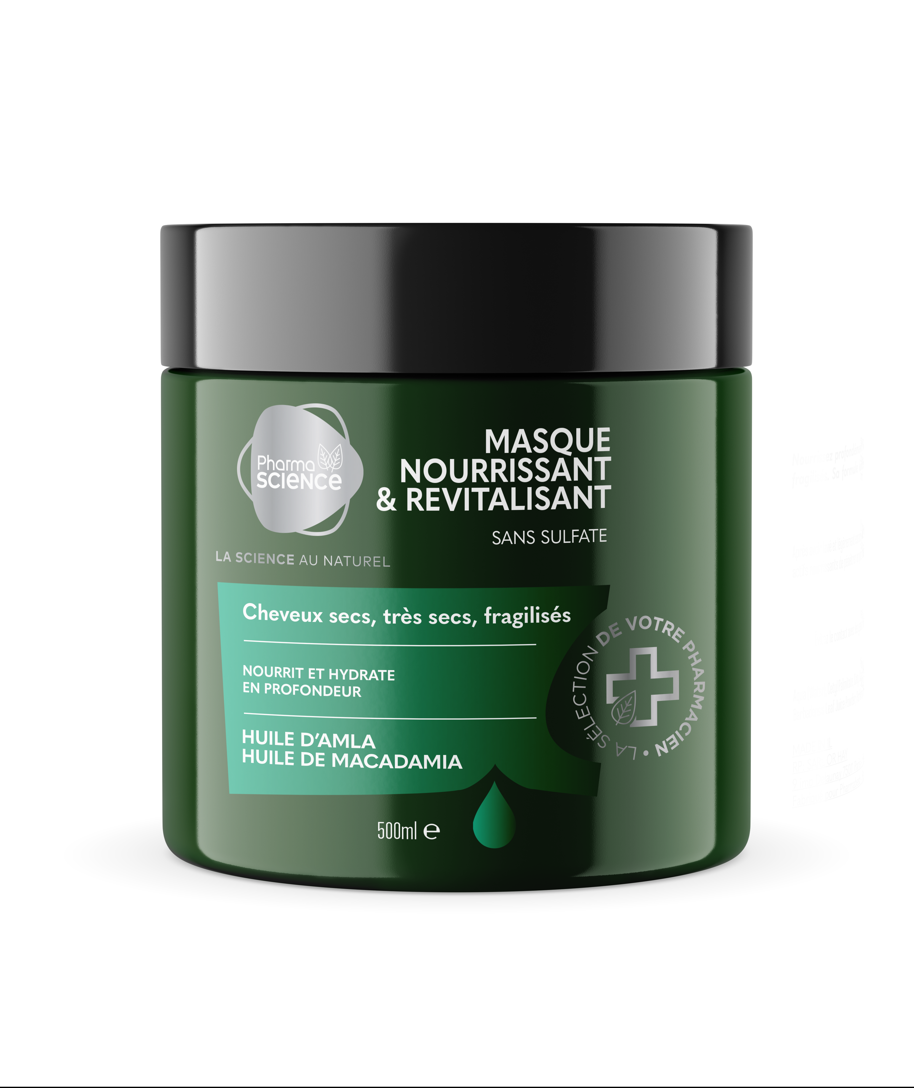 PHARMASCIENCE - Masque Nourrissant & Revitalisant, Huile d'amla et de macadamia 500ml