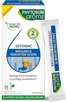 PHYTOSUN AROMS - Br&ucirc;lures d'Estomac et Remont&eacute;es Acides - Ar&ocirc;me naturel menthe - Sans sucre - 15 sachets liquides