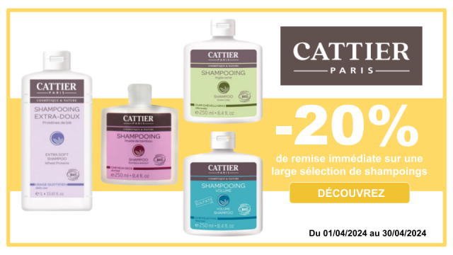 CATTIER -20% de remise immédiate sur une large sélection de shampoings