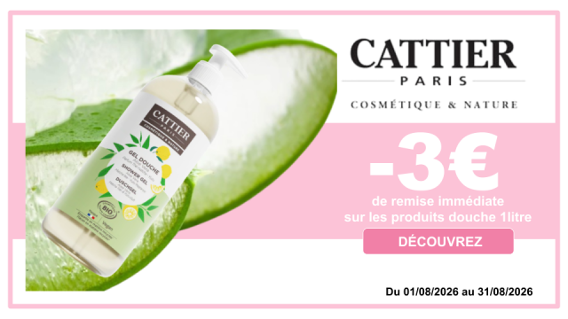 CATTIER -3&euro; de remise imm&eacute;diate sur les produits douche 1L