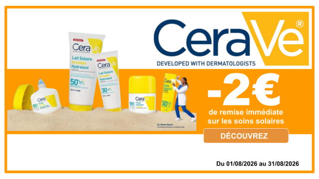 CERAVE -2&euro; de remise imm&eacute;diate sur les soins solaires
