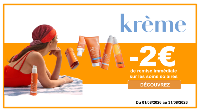 KR&Egrave;ME -2&euro; de remise imm&eacute;diate sur les soins solaires