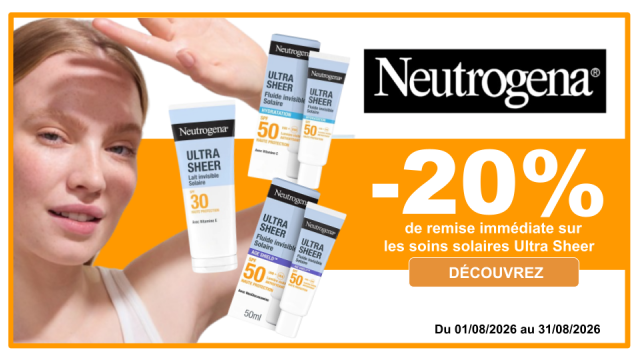 NEUTROGENA -20% de remise imm&eacute;diate sur les soins solaires Ultra Sheer