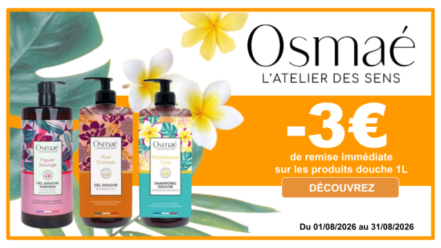 OSMAE-3&euro; de remise imm&eacute;diate sur les produits douche 1L