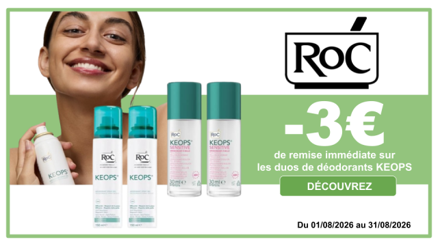 ROC -3&euro; de remise imm&eacute;diate sur les duos de d&eacute;odorants KEOPS