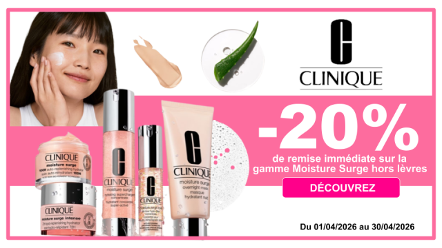 CLINIQUE -20% de remise imm&eacute;diate sur la gamme Moisture Surge, hors l&egrave;vres