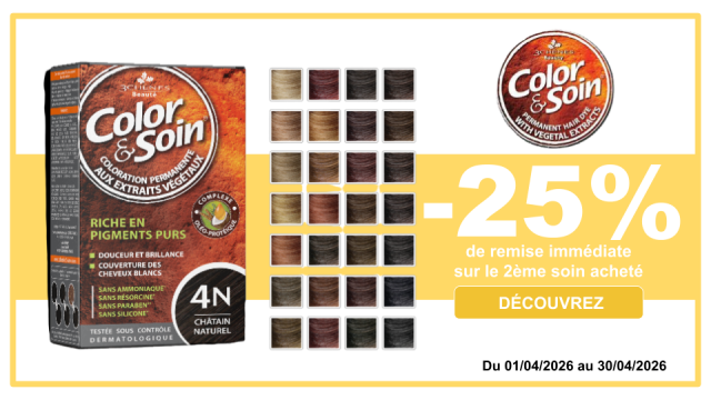 COLOR &amp; SOIN -25% de remise imm&eacute;diate sur la 2&egrave;me coloration achet&eacute;e, la moins ch&egrave;re des 2