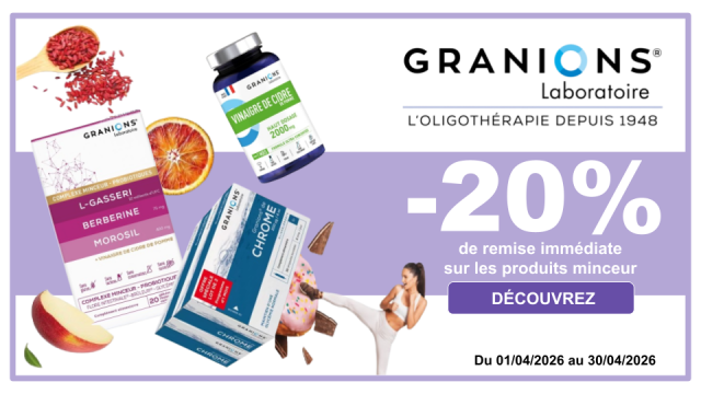 GRANIONS -20% de remise imm&eacute;diate sur les produits minceur